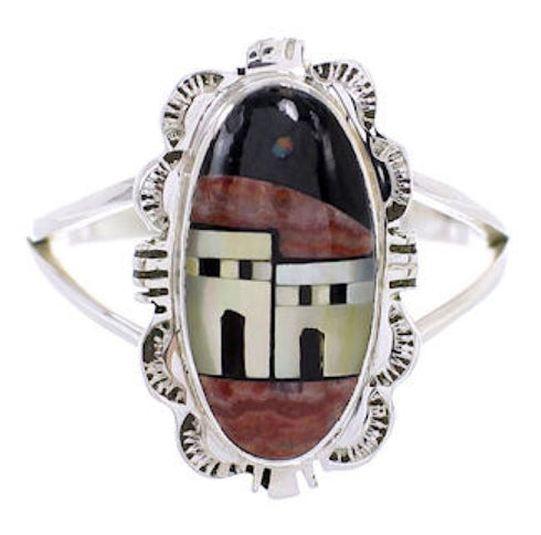 Native American Village Design Multicolor Ring Size 5-3/4 YS69167